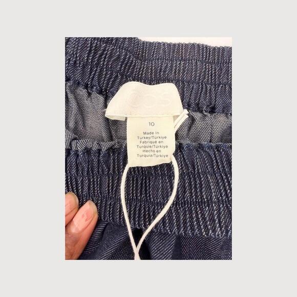 COS NWT Pleated Side Slit Denim Maxi Skirt Dark Wash Size 10 - Picture 3 of 9